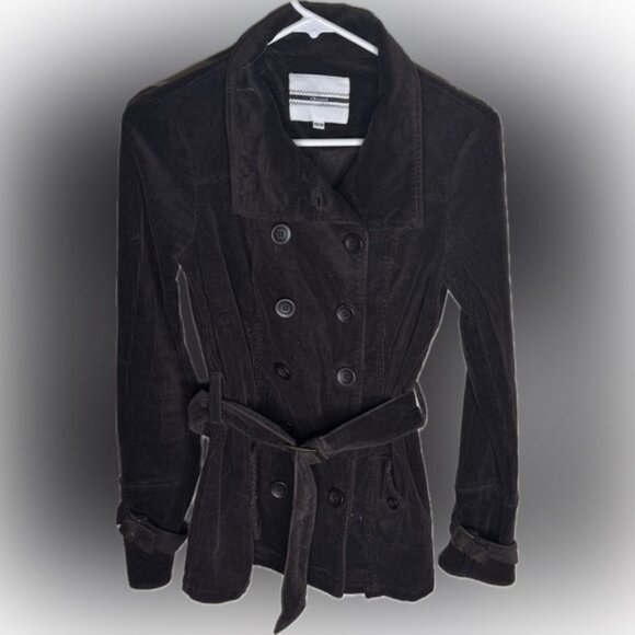 Brown Corduroy Double-Breasted Trench Coat, women XS - Picture 1 of 6